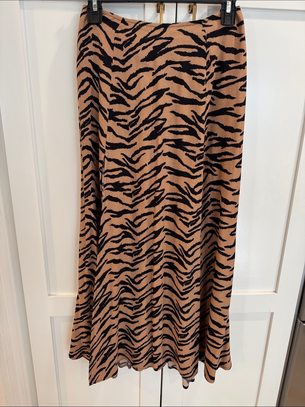 Reformation Betty Tan and Black Zebra-Print skirt. Size 4.
